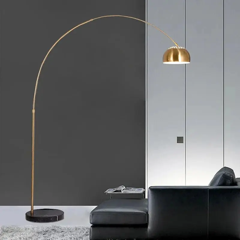 Lampadaire LED Nordic Light avec Base en Marbre et Galvanoplastie de Luxe