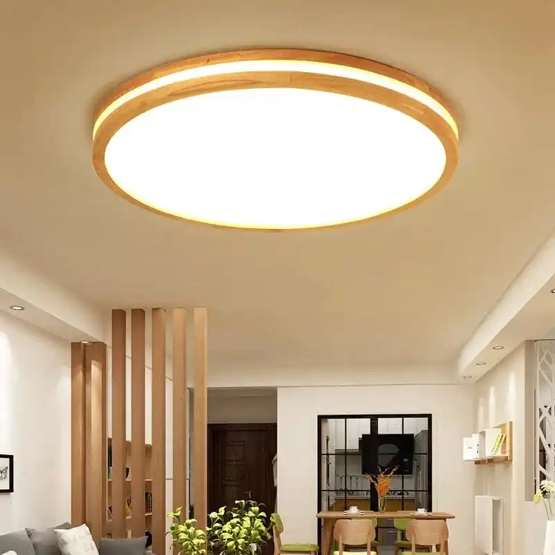 Plafonniers ronds en bois LED pour un intérieur moderne et chaleureux