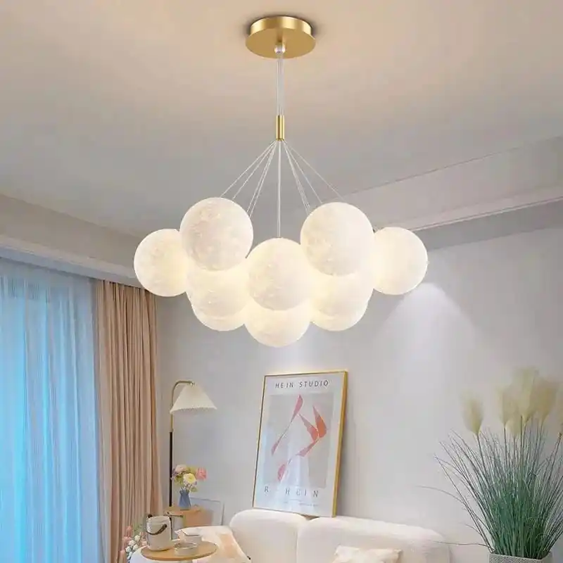 Lustre Lune Élégant Or et Noir