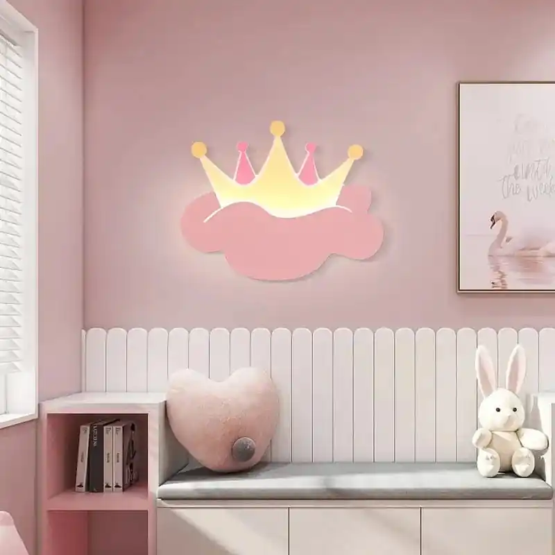 Applique murale couronne rose avec télécommande - Déco Royale