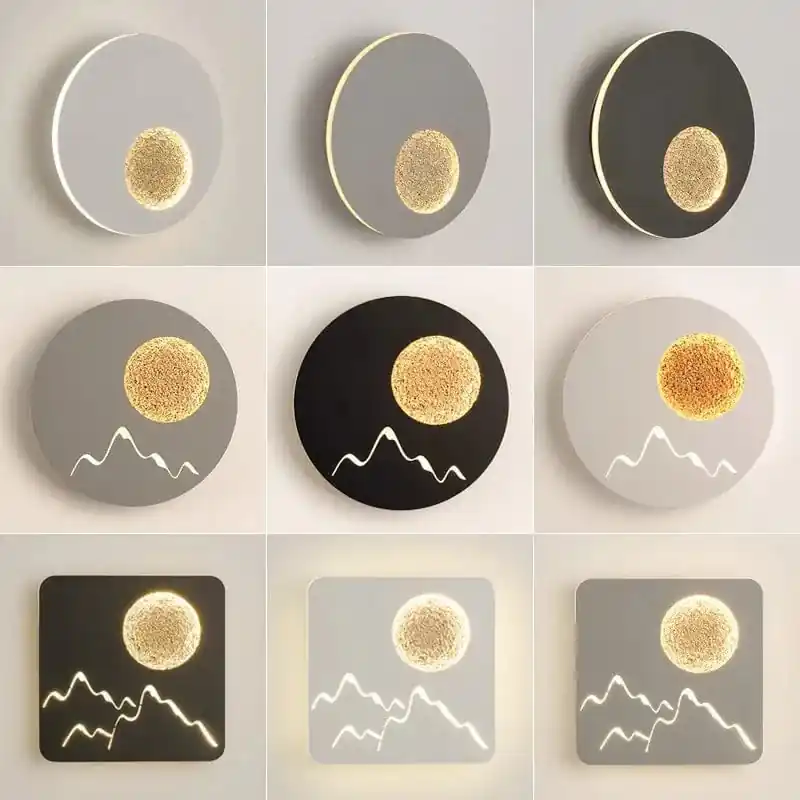 Applique murale LED Lune moderne en aluminium blanc et noir