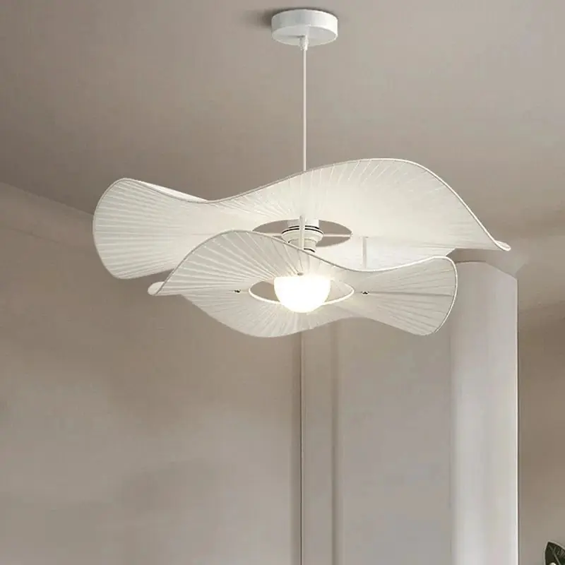 Lustre LED blanc en tissu pour salon et salle à manger