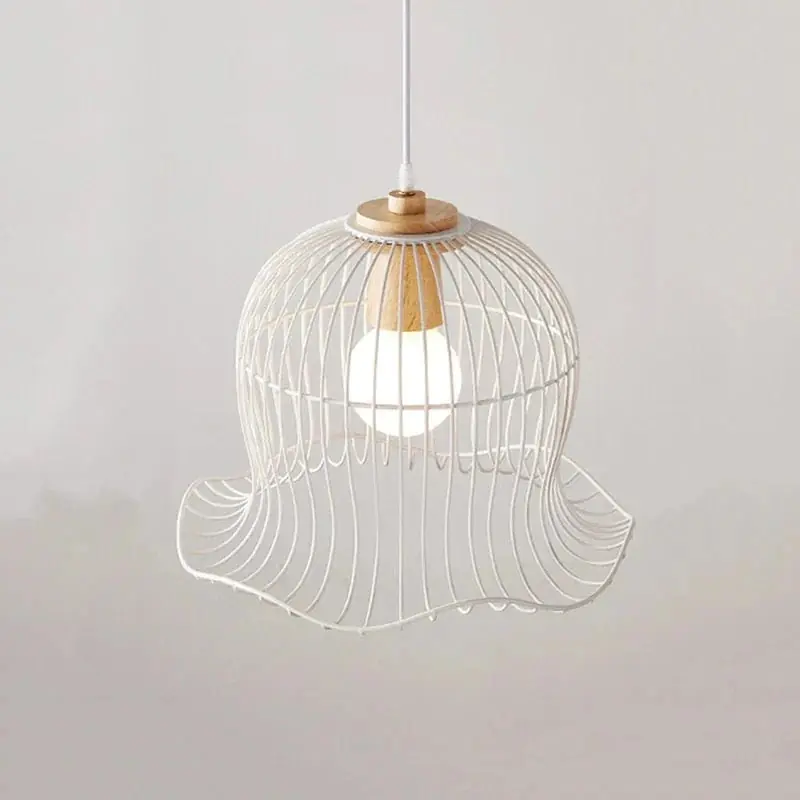 Suspension Lumineuse en Métal Blanc Nordique Forme de Fleur pour Restaurant et Salon