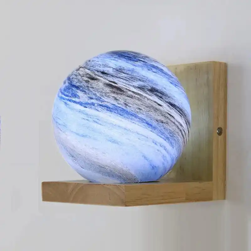 Applique murale moderne en bois avec abat-jour en verre