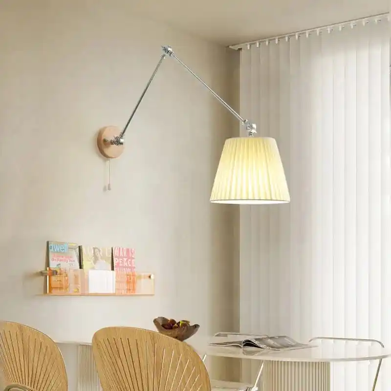 Applique murale nordique à culbuteurs mobiles en tissu pour Table à manger - Éclairage de lecture efficace