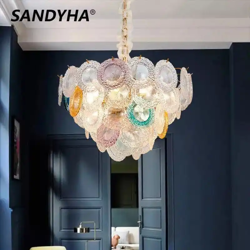 SANDYA – Collection de lustres de luxe modernes avec abat-jour en verre