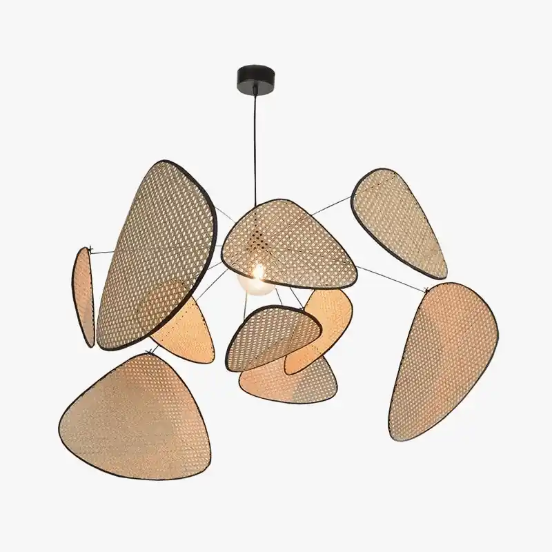 Postmodern LED lustres de plafond en rotin tissé à la main - Suspension lumineuse pour un style raffiné