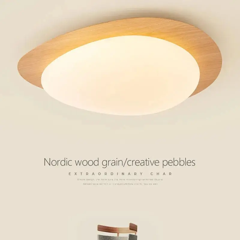 Plafonnier LED nordique en bois pour intérieur - Luminaire chic pour toutes les pièces