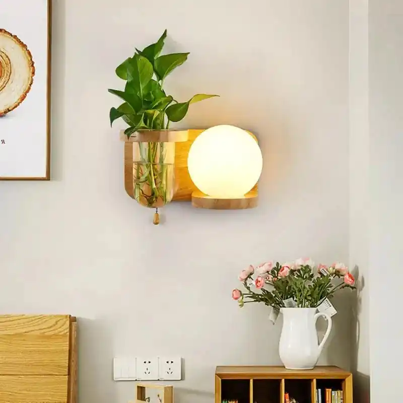 Applique murale nordique en bois Art pour chambre avec LED