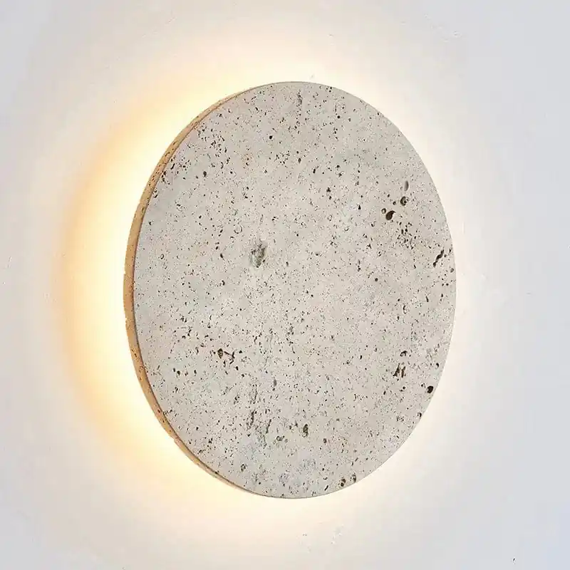 Applique Murale Vintage en Pierre Naturelle Ronde LED pour Éclairer Votre Intérieur