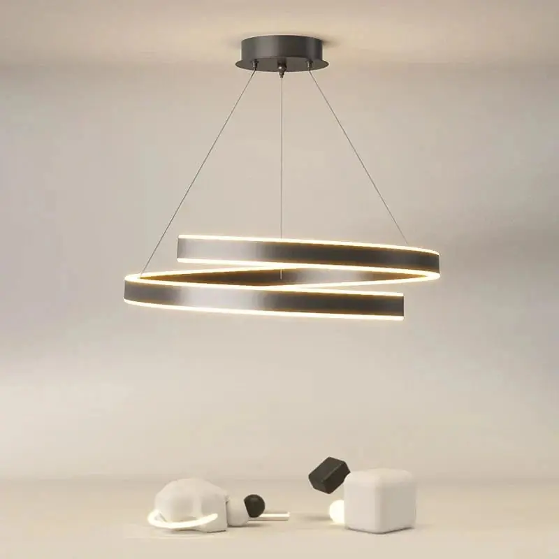 Lustre suspendu LED : Éclairage moderne pour la maison - Anneaux brossés