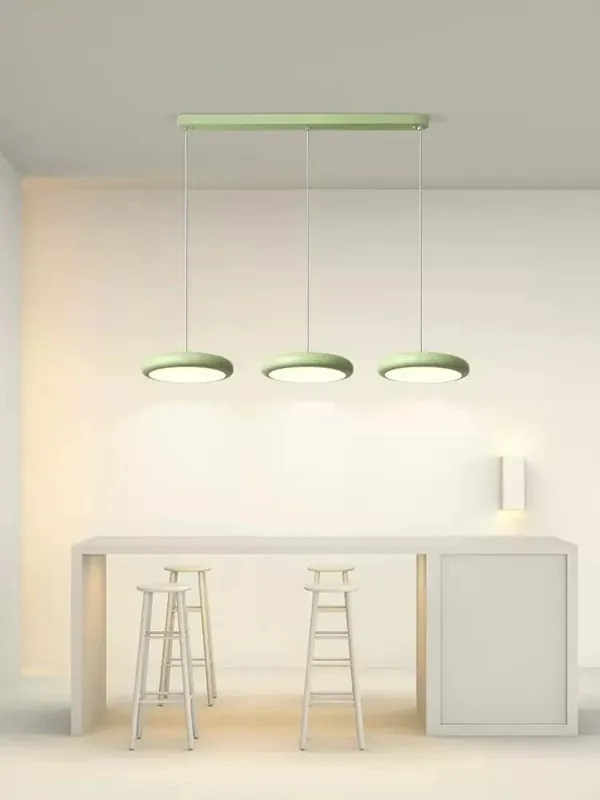 Lustre LED Nordique Vert 1-3 Tête Disque Suspension - Luminaire Design pour Salon, Chambre, Cuisine - Décor Maison