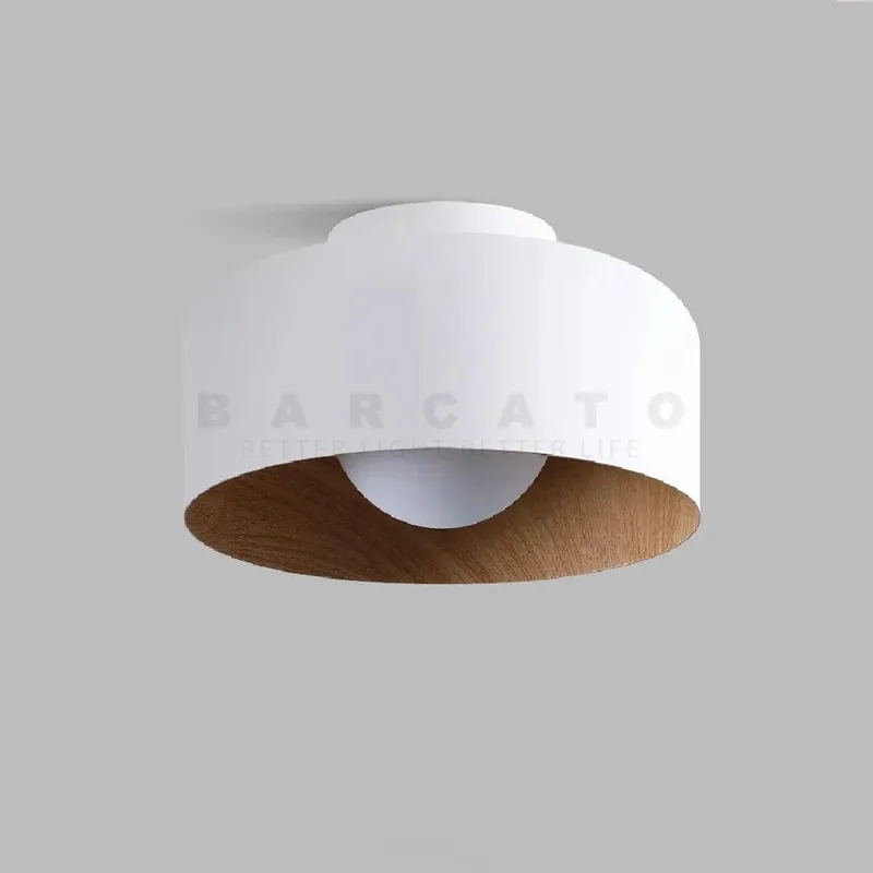 Plafonnier LED Nordique Moderne en Bois de Noyer