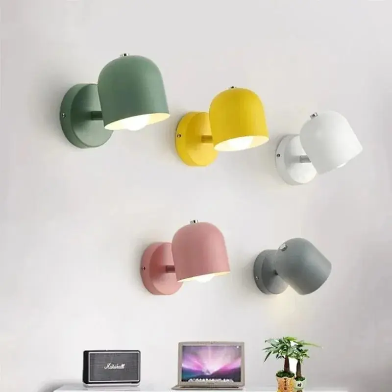 Lampe LED Nordique Macaron - Lampe Murale Rotative pour Chevet et Salon - Luminaires Intérieurs LED Lustre