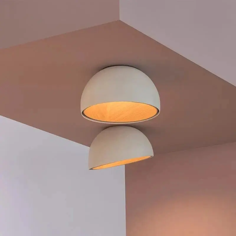 Lustre moderne en bois LED avec grain de bois, pour balcon et couloir - Blanc ou noir