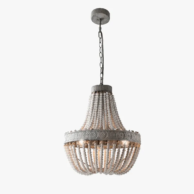 Lustre Rétro Loft Vintage Rustique Perles en Bois Suspensions LED  Salle à Manger
