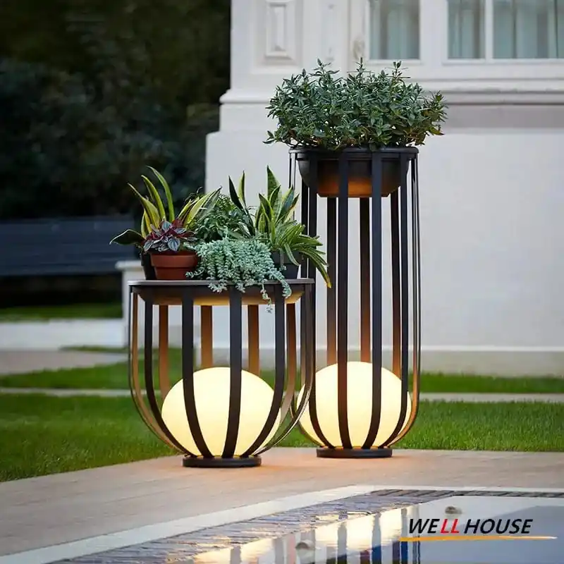 Lampadaire solaire de jardin nordique en pot de fleurs pour Villa cour passerelle couloir IP65 - Éclairage étanche
