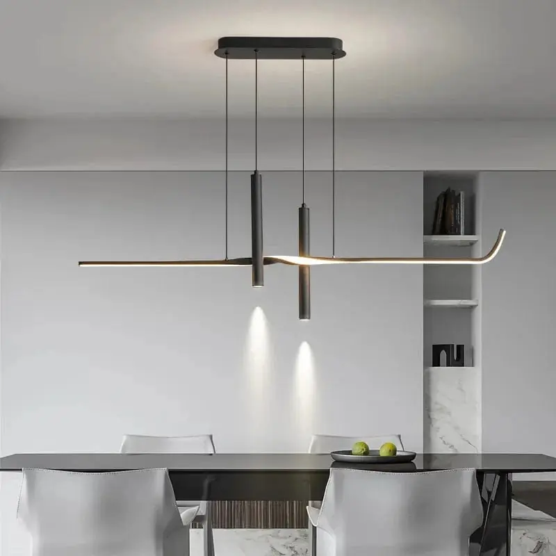 Lustres De Luxe Modernes Longue Bande Lustre Projecteurs Sala Jantar