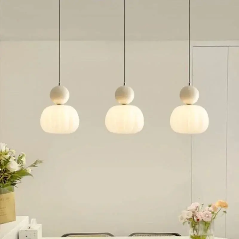 Crème Style Chevet Suspension LED - Éclairage de Chambre et Salle à Manger