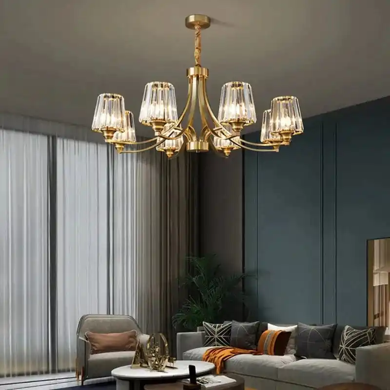 Lustres Cristal Cuivre Nordique Luxe LED pour Déco Intérieure