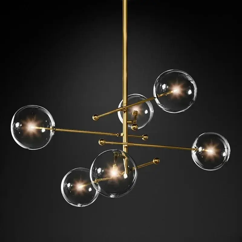 Lustre en verre noir et or LED moderne pour le salon et la chambre