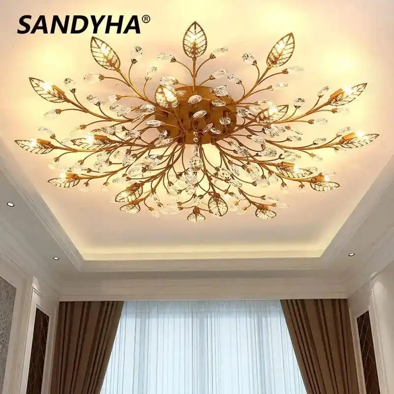 Lustre LED Cristal Moderne Nordique pour Salon Salle à Manger