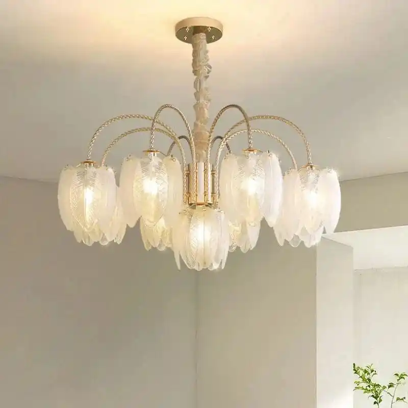 MODERNE LUXE CRISTAL PLUME - Lustre SANDYHA LED Suspension - Déco Maison