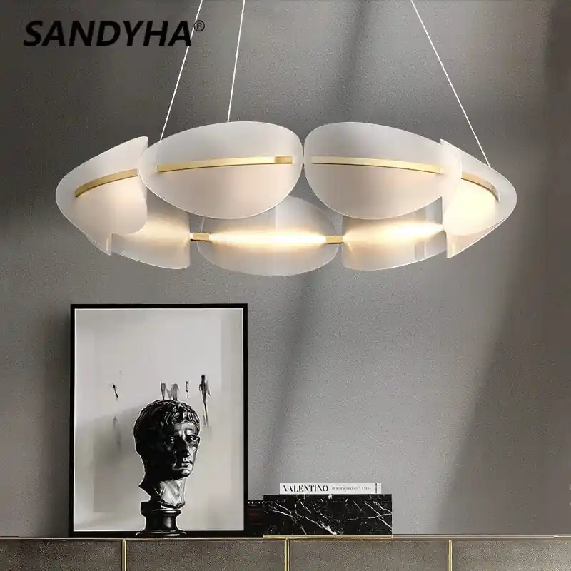 Suspension Lumineuse Moderne De Luxe Led en Fer - Lustre Créatif à Anneaux Pétale - Décoration Lumineuse