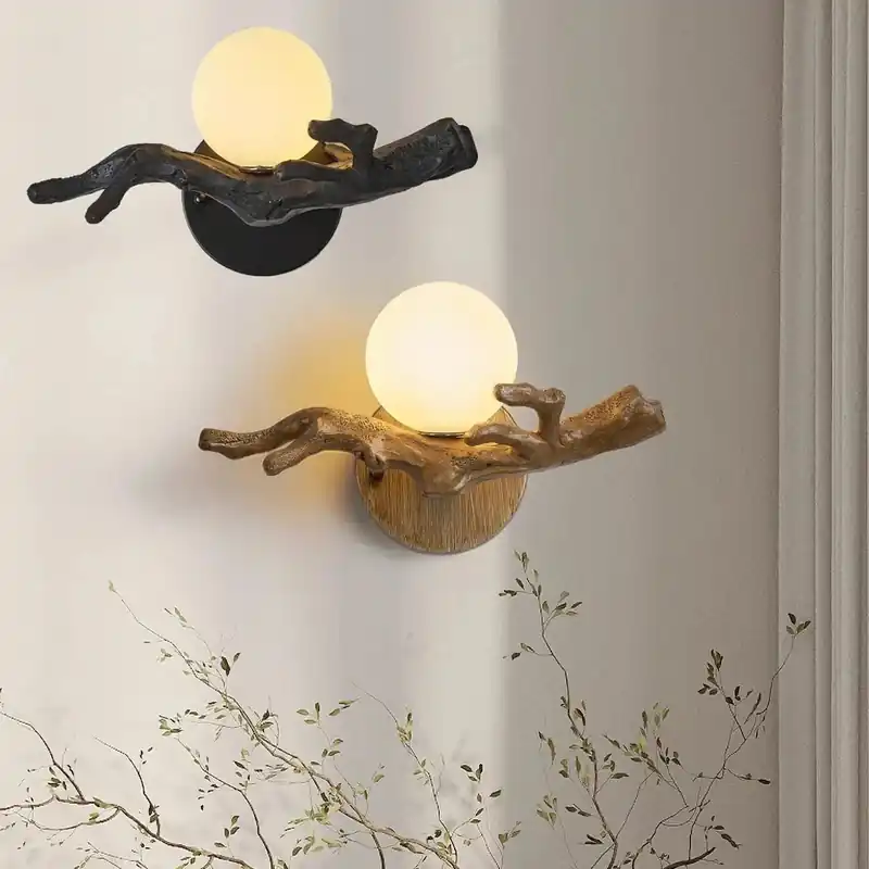 Applique murale LED Vintage Branche d'Arbre en Résine