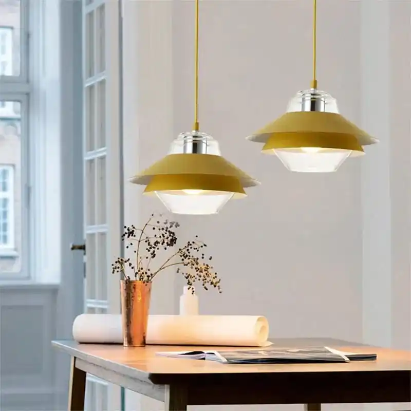 SANDYHA Lustre Moderne Macaron en Verre Suspension LED pour Chambre Étude Salon - Lustre Para Sala De Jantar