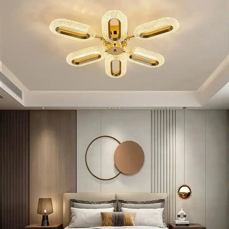 Lustre en Cristal Fleur LED SANDYHA pour Salon Salle à Manger Villa