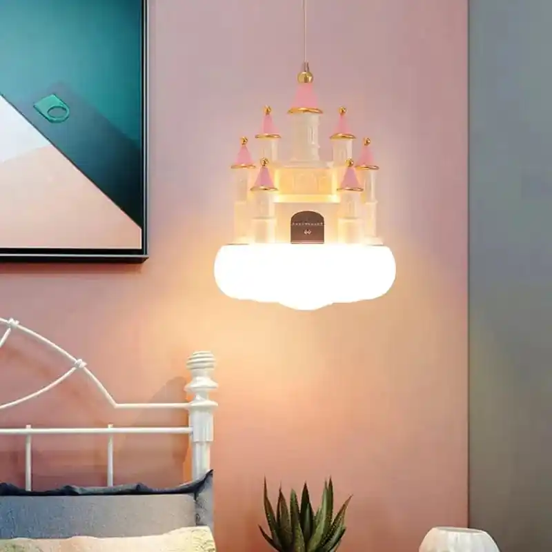 Lustre Chambre de Fille Château Rose Nuage LED
