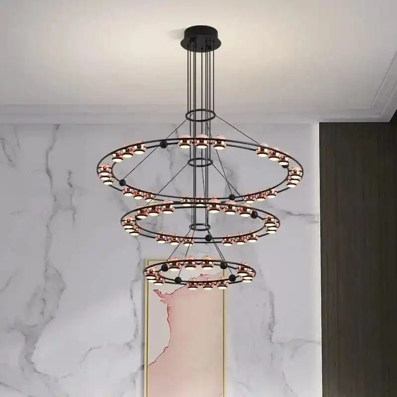 Lustre Nordique Moderne LED Circulaire De Luxe Haricot Duplex