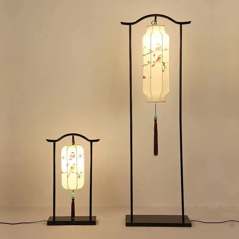 Lampadaire Chinois Antique pour Salon Canapé – Lampe Verticale Rouge Palais