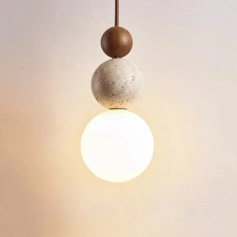 Suspension LED en forme de gourde ronde en tuf jaune Wabi Sabi®