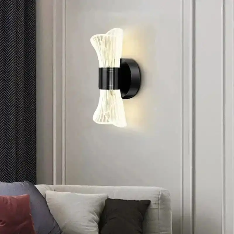 Applique murale LED acrylique de luxe moderne en or et noir