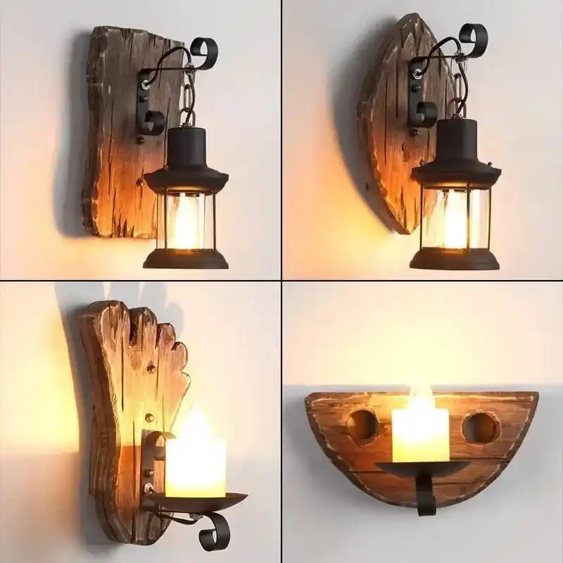 Applique murale rétro en bois pour un salon chaleureux