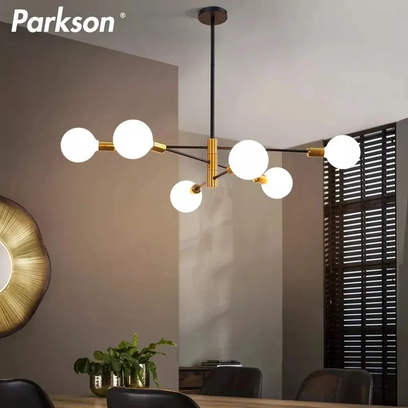 Spoutnik Noir LED Lustre Moderne Nordique pour Chambre Salon Salle À Manger