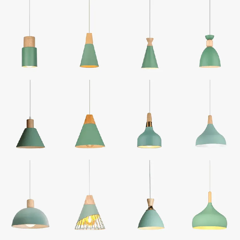 Suspension nordique en bois et métal - Vert éclatant