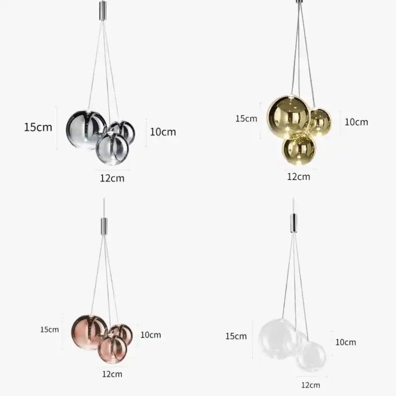 Suspension LED moderne en boule de verre pour cuisine, salle à manger et chambre - Lustre design Chrome pour décoration intérieure