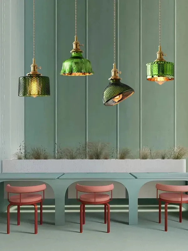 Suspension en verre vert scandinave - Design Nordique
