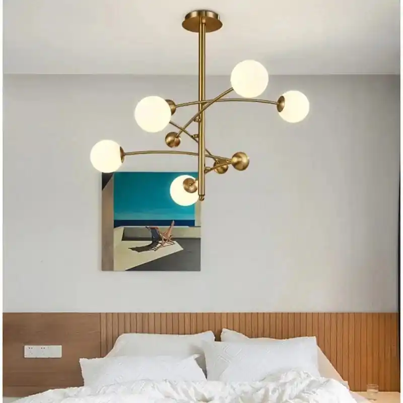 Lustre nordique en cuivre de luxe à 5 têtes
