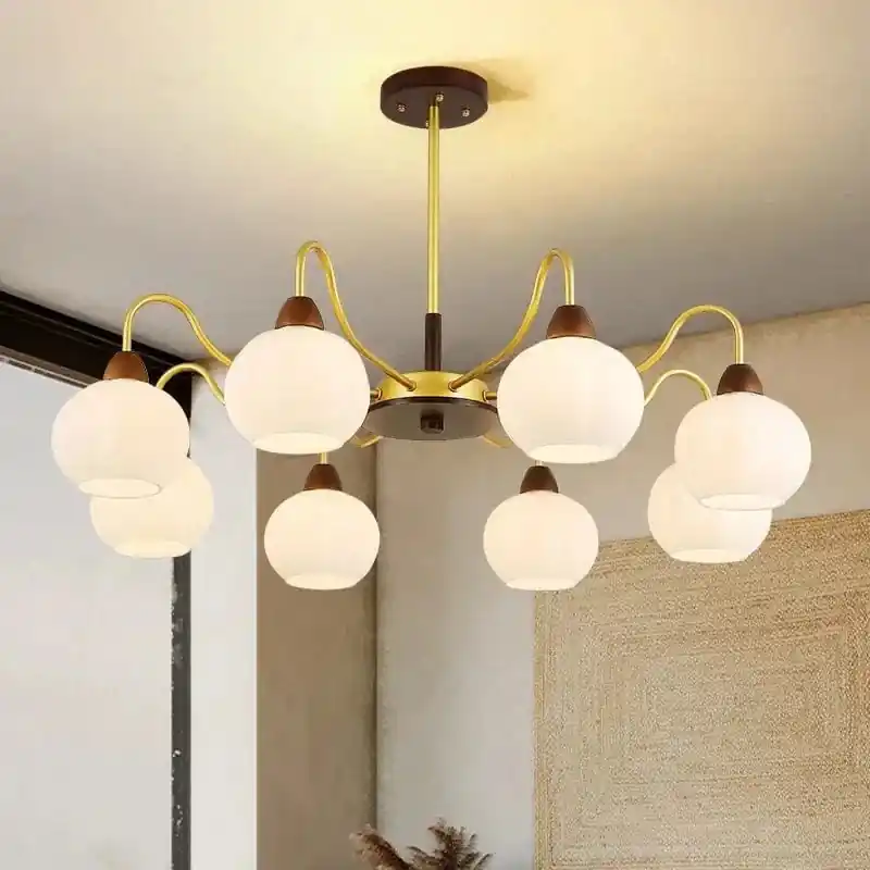 Style chinois : Lustre kaki pour salon et lampes nordiques pour chambre