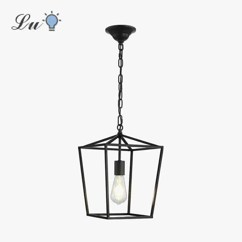 Suspension LED Loft Lanterne Vintage - Luminaire En Fer Réglable Pour Restaurant Cuisine - Lumières Noires