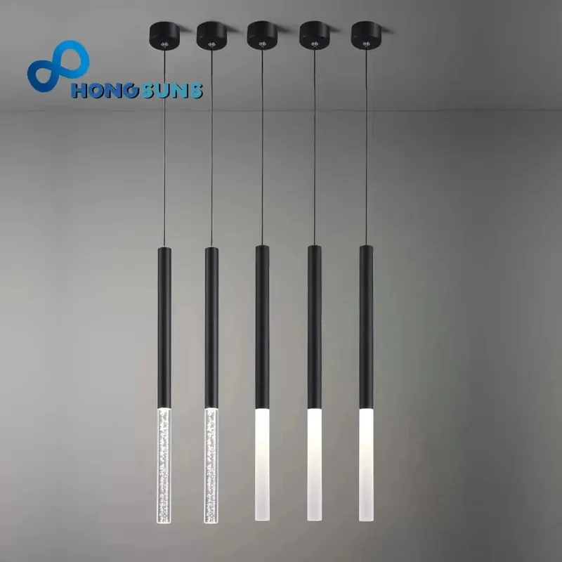 Lampe Suspendue LED Moderne pour Maison et Bar - Cylindre Long en Acrylique