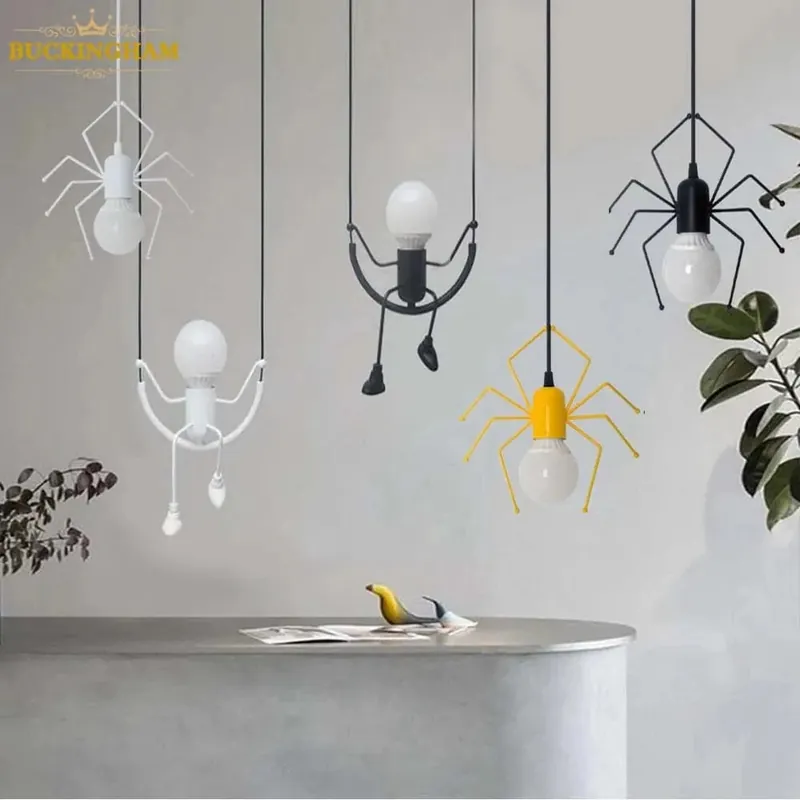Suspension nordique \\"Araignée Swing\\" lampe suspendue en fer - Éclairage LED pour chambre d'enfants et café-bar