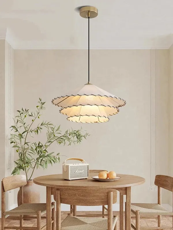 Lustre suspendu nordique en tissu LED pour décoration de la maison