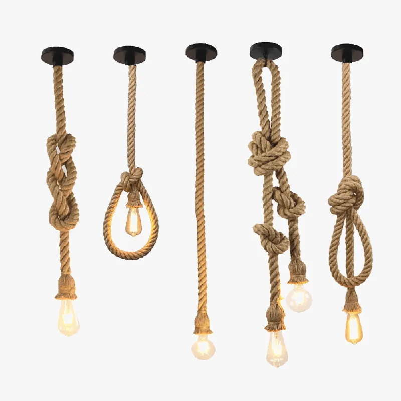Lampes Suspendues Loft Style Campagnard Rétro Vintage, Corde de Chanvre Edison LED