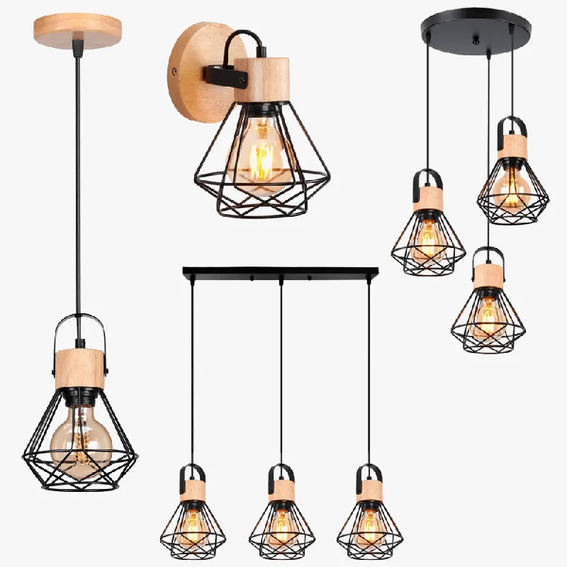 Lampes suspendues nordiques en bois massif pour intérieur design hôtel café bar