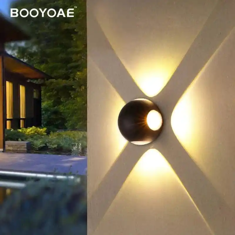 Applique murale extérieure LED moderne noir pour jardin